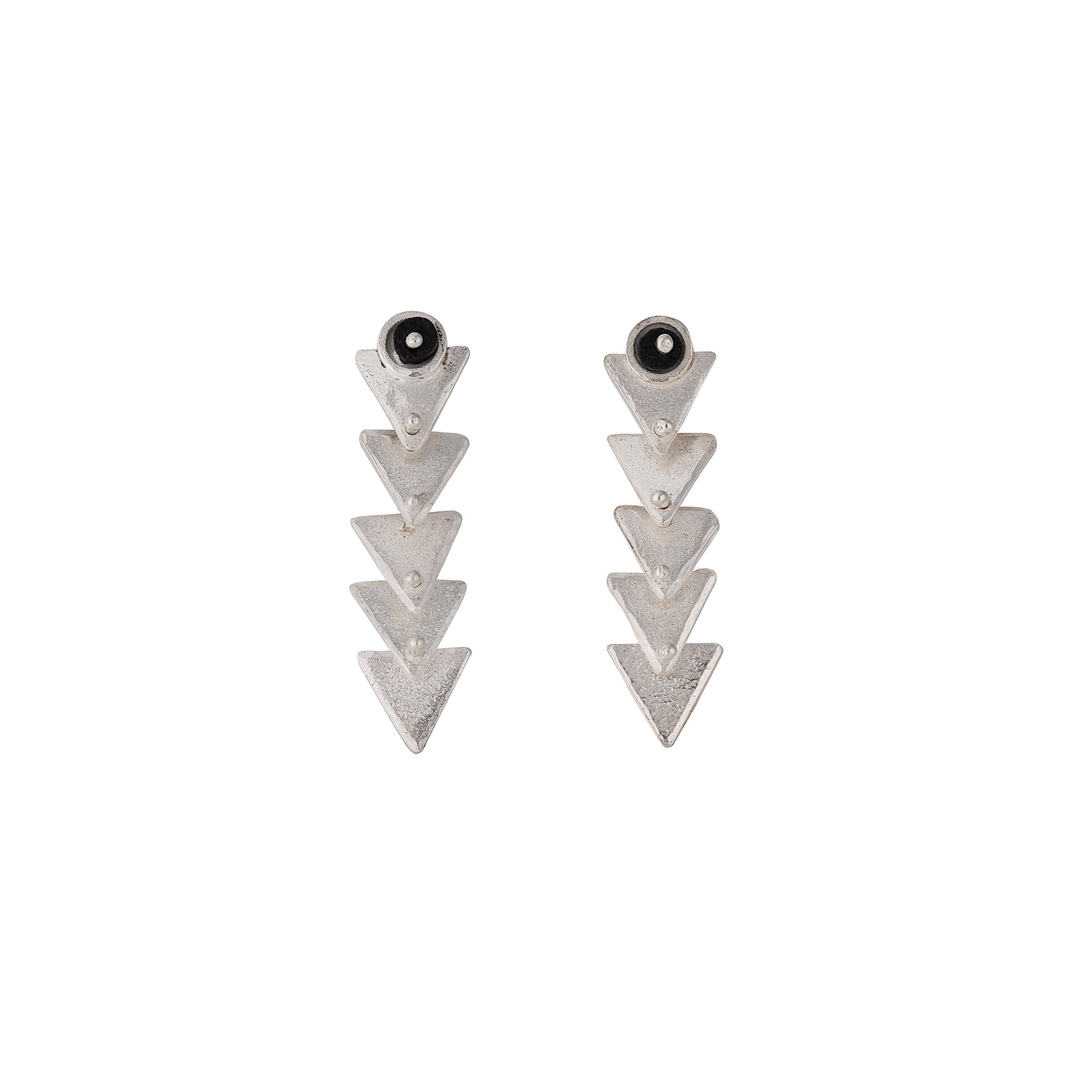 Long Kala Earrings in Silver with a Glass Bead